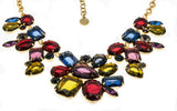 Runway Worthy - Vintage Signed 'R.J. Graziano' Gold Plated Multi Stone Jeweled Crystal Necklace (VN169)