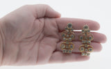Girls Night Out - Vintage Signed Sarah Coventry Gold Plated Crystal Rhinestone Clip-On Earrings (VE499)