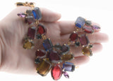 Runway Worthy - Vintage Signed 'R.J. Graziano' Gold Plated Multi Stone Jeweled Crystal Necklace (VN169)