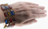 Runway Worthy - Vintage Signed 'R.J. Graziano ' Gold Plated Multi Stone Jeweled Crystal Bracelet (VB089)