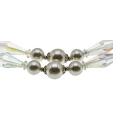 Winter Wonderland - Vintage Signed Sherman Rhodium Plated Austrian Swarovski Aurora Borealis Crystal Pearl & Clip On Earring Set (VN243)