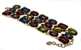 Runway Worthy - Vintage Signed 'R.J. Graziano ' Gold Plated Multi Stone Jeweled Crystal Bracelet (VB089)