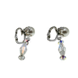 Winter Wonderland - Vintage Signed Sherman Rhodium Plated Austrian Swarovski Aurora Borealis Crystal Pearl & Clip On Earring Set (VN243)