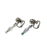 Winter Wonderland - Vintage Signed Sherman Rhodium Plated Austrian Swarovski Aurora Borealis Crystal Pearl & Clip On Earring Set (VN243)