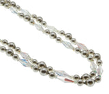 Winter Wonderland - Vintage Signed Sherman Rhodium Plated Austrian Swarovski Aurora Borealis Crystal Pearl & Clip On Earring Set (VN243)