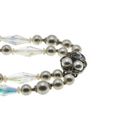 Winter Wonderland - Vintage Signed Sherman Rhodium Plated Austrian Swarovski Aurora Borealis Crystal Pearl & Clip On Earring Set (VN243)