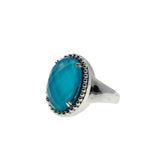 Turquoise Blue - Vintage Sterling Silver Natural Quartz Solitaire Ring (VR1073)