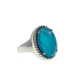 Turquoise Blue - Vintage Sterling Silver Natural Quartz Solitaire Ring (VR1073)