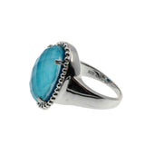 Turquoise Blue - Vintage Sterling Silver Natural Quartz Solitaire Ring (VR1073)