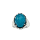 Turquoise Blue - Vintage Sterling Silver Natural Quartz Solitaire Ring (VR1073)