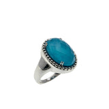 Turquoise Blue - Vintage Sterling Silver Natural Quartz Solitaire Ring (VR1073)