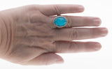 Turquoise Blue - Vintage Sterling Silver Natural Quartz Solitaire Ring (VR1073)