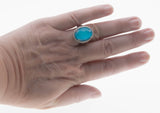Turquoise Blue - Vintage Sterling Silver Natural Quartz Solitaire Ring (VR1073)