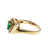 Fascinante - Vintage 14K Gold Natural Pear Cut Emerald & Diamond Cluster Ring (VR841)