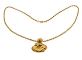 Seaside Days - Vintage Gold Plated 'Seashell & Starfish' Pendant & Chain (VP272)