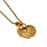 Seaside Days - Vintage Gold Plated 'Seashell & Starfish' Pendant & Chain (VP272)