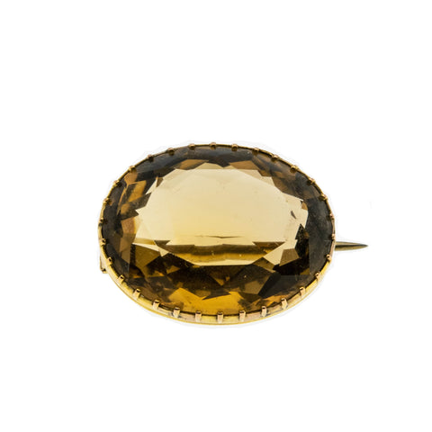You Are My Sunshine - Victorian 8K Gold Natural Citrine Brooch (VICBR025)