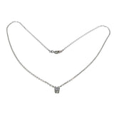 Classic - Vintage Silver Tone Crystal Rhinestone Solitaire Pendant & Chain (VP273)