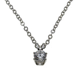 Classic - Vintage Silver Tone Crystal Rhinestone Solitaire Pendant & Chain (VP273)