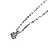 Classic - Vintage Silver Tone Crystal Rhinestone Solitaire Pendant & Chain (VP273)