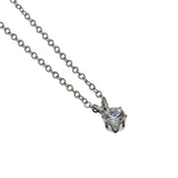 Classic - Vintage Silver Tone Crystal Rhinestone Solitaire Pendant & Chain (VP273)