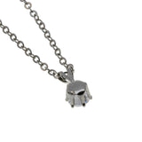 Classic - Vintage Silver Tone Crystal Rhinestone Solitaire Pendant & Chain (VP273)