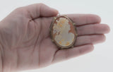 Arte Indossabile - Edwardian Italian Signed 14K White Gold Hand-Carved Conch Shell Cameo Pendant/Brooch (EDBR006)