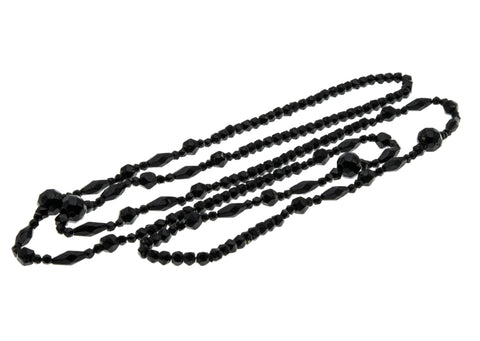 Jet Black Adornment - Victorian French Jet Beaded Necklace ( VICN061)