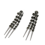 Glamour With An Edge - Vintage Signed Sarah Coventry Rhodium Plated Crystal Rhinestone Spike Clip-On Dangly Earrings (VE503)