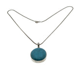 Robins Egg Blue - Vintage Sterling Silver Turquoise Pendant & Silver Toned Chain (VP274)