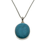 Robins Egg Blue - Vintage Sterling Silver Turquoise Pendant & Silver Toned Chain (VP274)