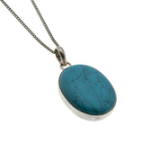 Robins Egg Blue - Vintage Sterling Silver Turquoise Pendant & Silver Toned Chain (VP274)