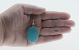 Robins Egg Blue - Vintage Sterling Silver Turquoise Pendant & Silver Toned Chain (VP274)