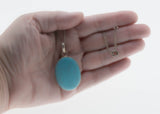 Robins Egg Blue - Vintage Sterling Silver Turquoise Pendant & Silver Toned Chain (VP274)