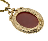 Dusty Rose & Ivory - Vintage Victorian Revival Signed Sarah Coventry Gold Plated Floral Cameo Pendant & Chain (VP275)