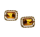 Warm Autumn Days - Vintage Signed Sarah Coventry Gold Plated  Amber & Cognac Crystal Necklace, Bracelet & Clip-On Earring Set (VN247)