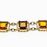 Warm Autumn Days - Vintage Signed Sarah Coventry Gold Plated  Amber & Cognac Crystal Necklace, Bracelet & Clip-On Earring Set (VN247)