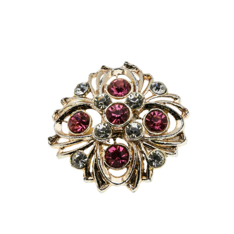 In The Pink - Vintage Gold Plated Plated Crystal Rhinestone Brooch (VBR324)