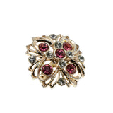 In The Pink - Vintage Gold Plated Plated Crystal Rhinestone Brooch (VBR324)
