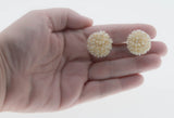 Elegance & Lustrous - Vintage Japanese Silver Tone Genuine Freshwater Pearl Cluster Screw-Back Earrings (VE504)