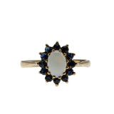 Colour Play - Vintage English 9K Gold Natural Opal & Sapphire Cluster Ring (VR1074)
