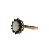 Colour Play - Vintage English 9K Gold Natural Opal & Sapphire Cluster Ring (VR1074)
