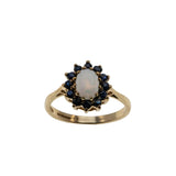 Colour Play - Vintage English 9K Gold Natural Opal & Sapphire Cluster Ring (VR1074)
