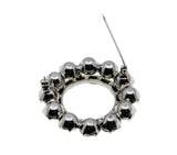 Blue & White Wreath - Vintage Rhodium Plated Crystal Rhinestone Brooch (VBR329)