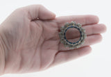 Blue & White Wreath - Vintage Rhodium Plated Crystal Rhinestone Brooch (VBR329)
