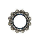 Blue & White Wreath - Vintage Rhodium Plated Crystal Rhinestone Brooch (VBR329)