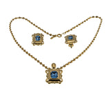 Retro - Vintage Gold Plated Crystal Rhinestone Pendant & Clip-On Earring Set (VP277)