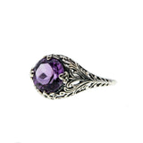 Passion - Estate Sterling Silver Natural Amethyst Filigree Ring  (ER302)