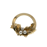 Wreath of Elegance - Vintage Signed 'Sarah Coventry' Gold Plated Pearl Wreath Brooch (VBR330)