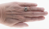 Earth & Sea - Estate Sterling Silver Garnet & Seed Pearl Filigree Ring (ER300)